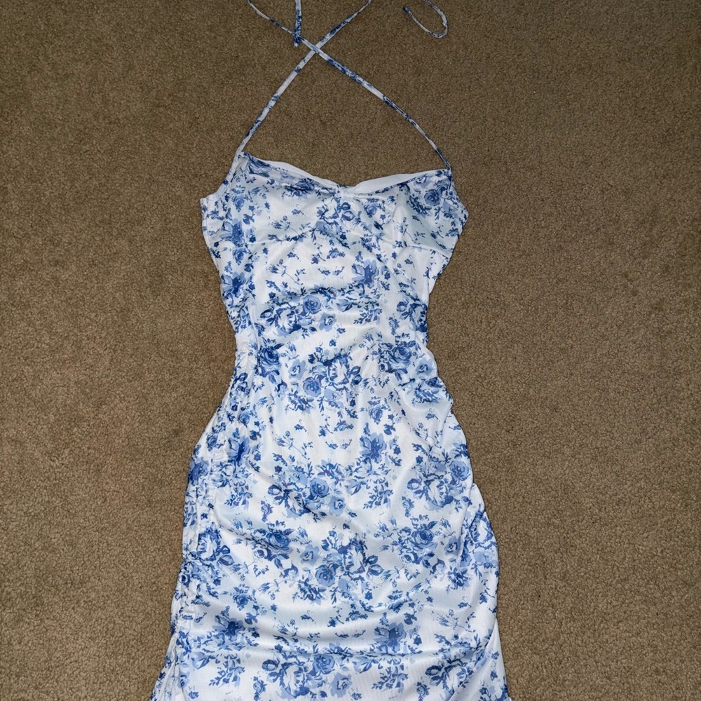 Floral Blue and White Dress